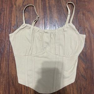 Hollister Beige Ruched Bustier Cami Top